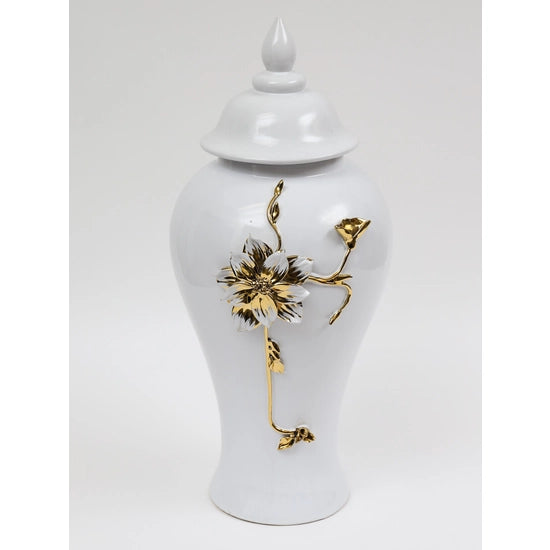 White and Gold Flower Ginger Jar