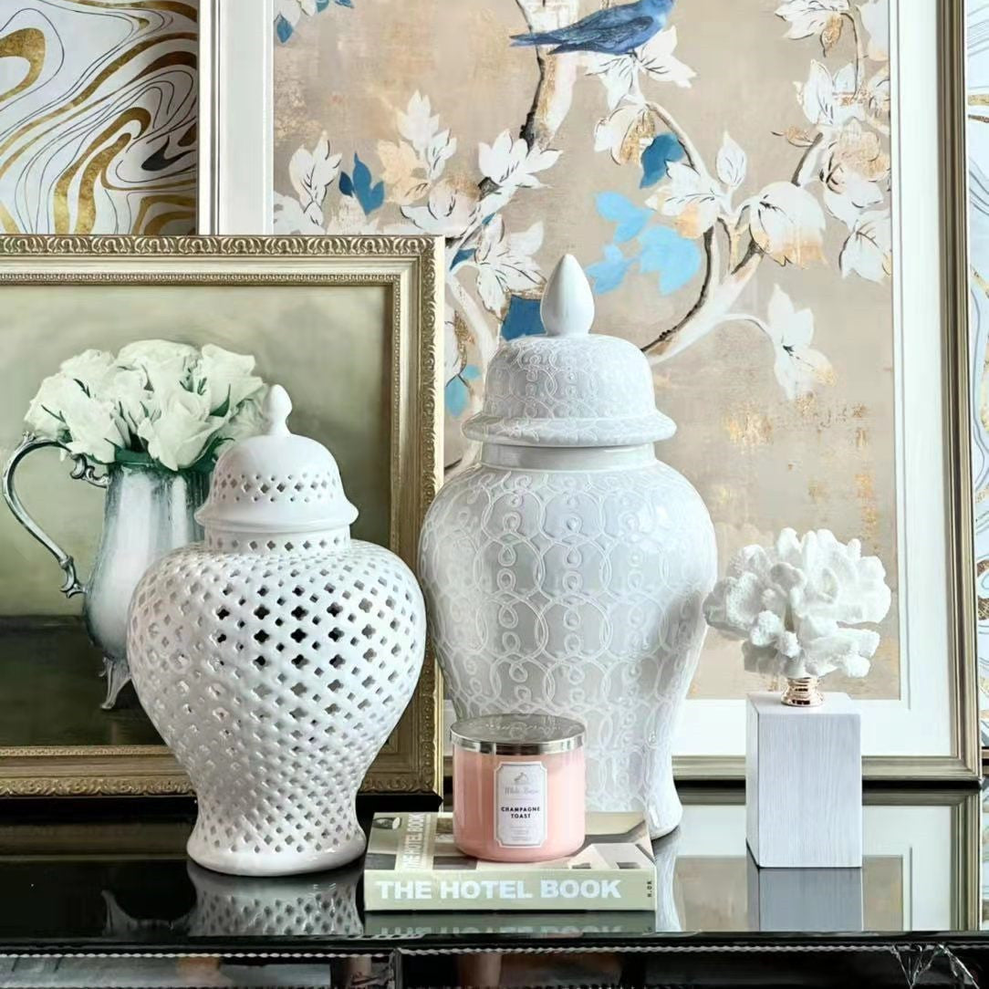 White Pattern Ginger Jar