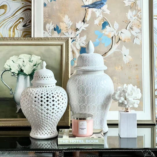 White Pattern Ginger Jar