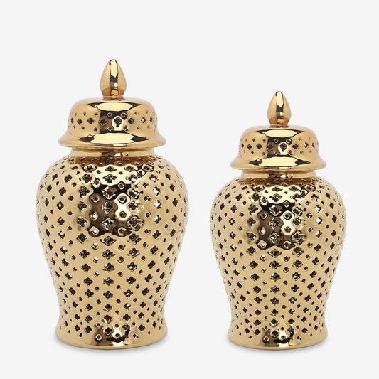 Gold Pierced Ginger Jar
