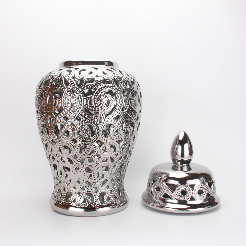 Silver Beaded Ginger Jar
