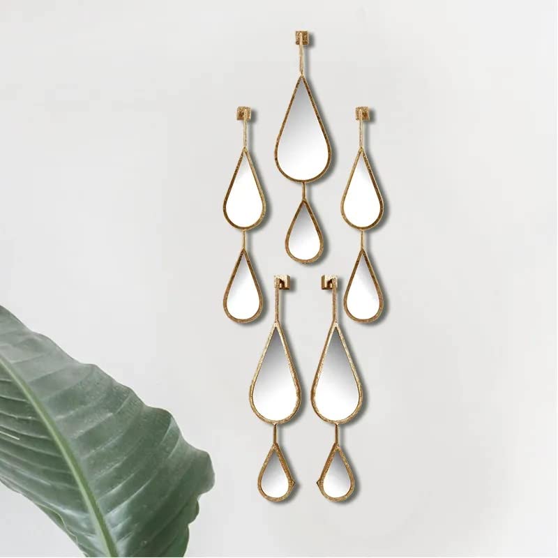 Aspire Designs, Wall Mirror Decorative Mirrors Mounted Decor Tear Drop Shape Gold for Bedroom Living Room Entryway Bathroom Vanity,5-Pack (Glass Gold 5 pc)