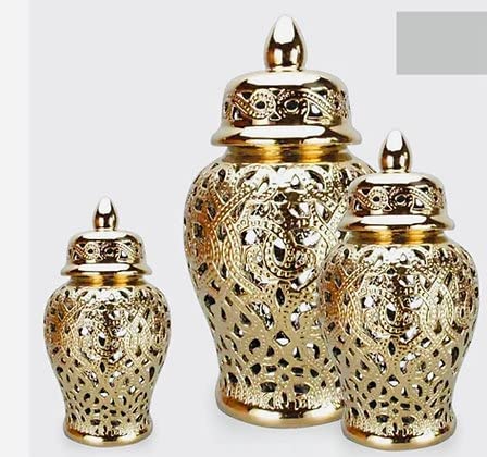 Gold Beaded Ginger Jar