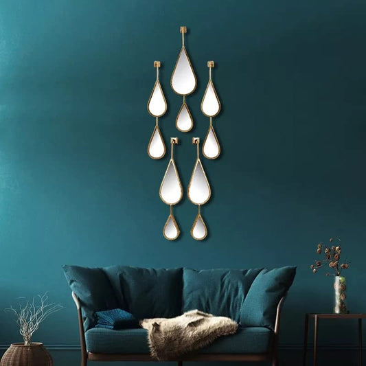Aspire Designs, Wall Mirror Decorative Mirrors Mounted Decor Tear Drop Shape Gold for Bedroom Living Room Entryway Bathroom Vanity,5-Pack (Glass Gold 5 pc)