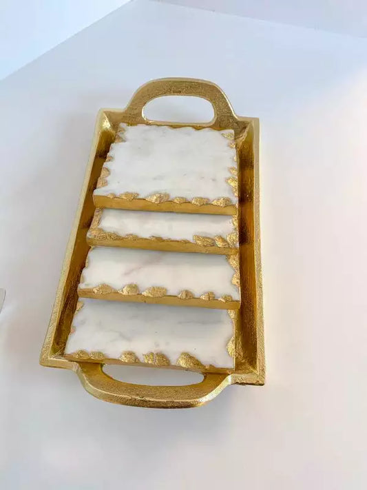 Marble Coasters w/ Silver Hammered Edge