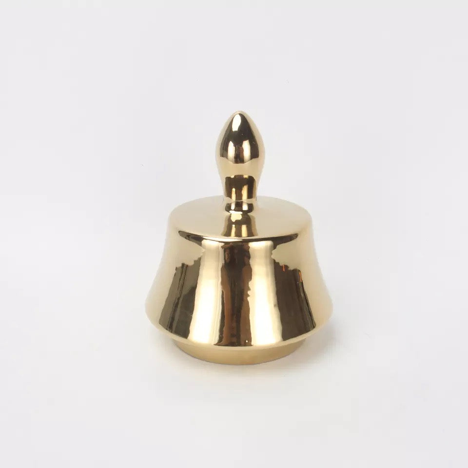 Gold Ginger Jar with Lid / Ceramic VASE