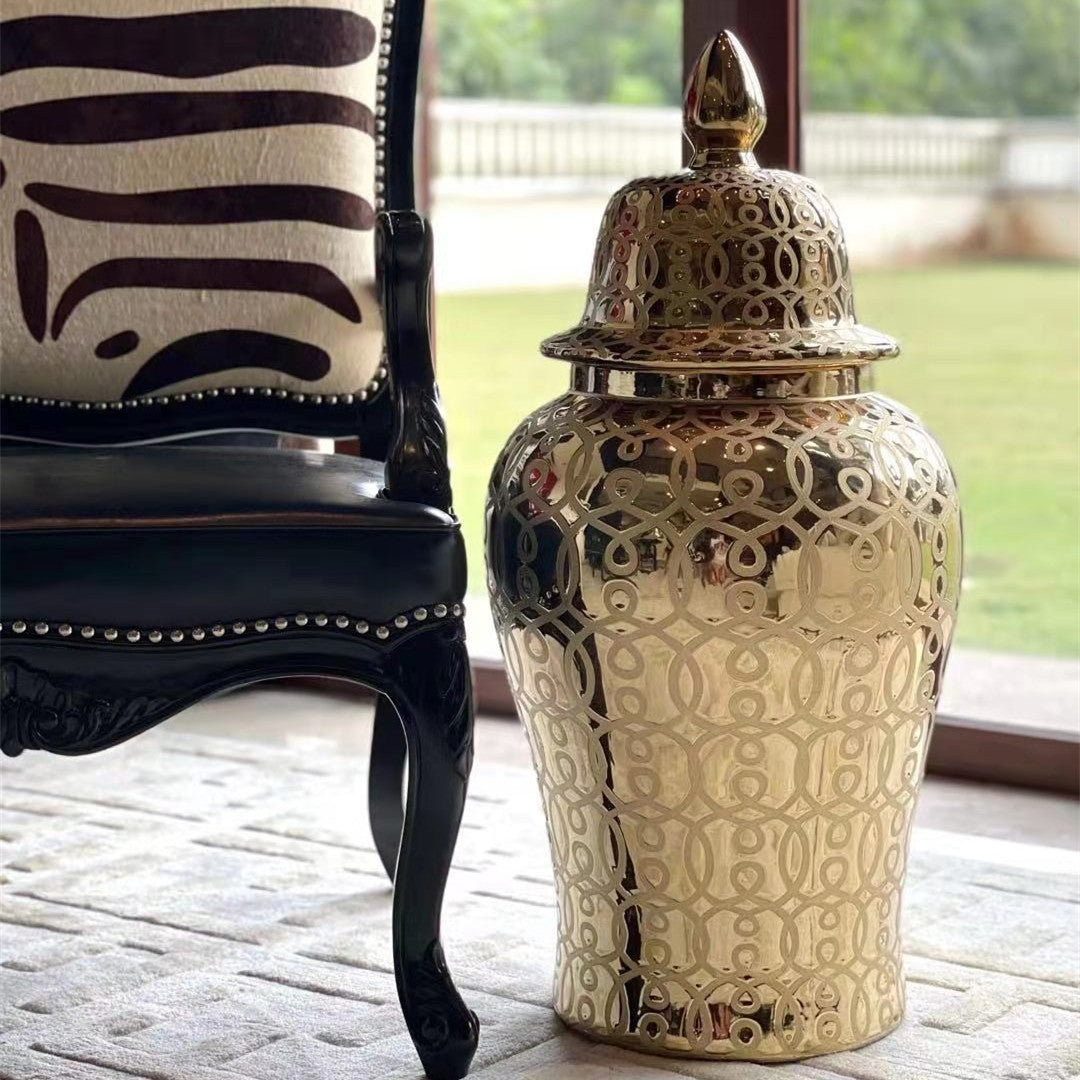 Gold Pattern Ginger Jar