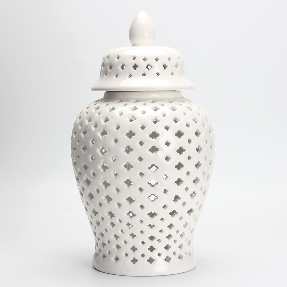 White Pierced Ginger Jar