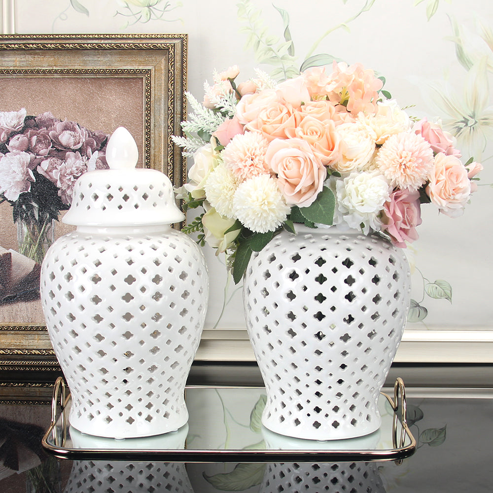 White Pierced Ginger Jar