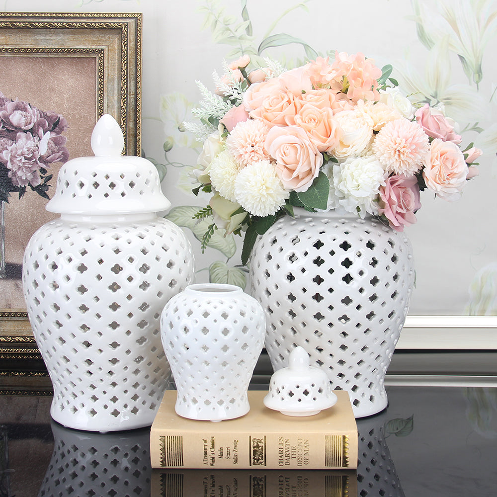 White Pierced Ginger Jar