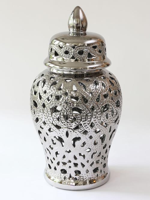 Silver Beaded Ginger Jar