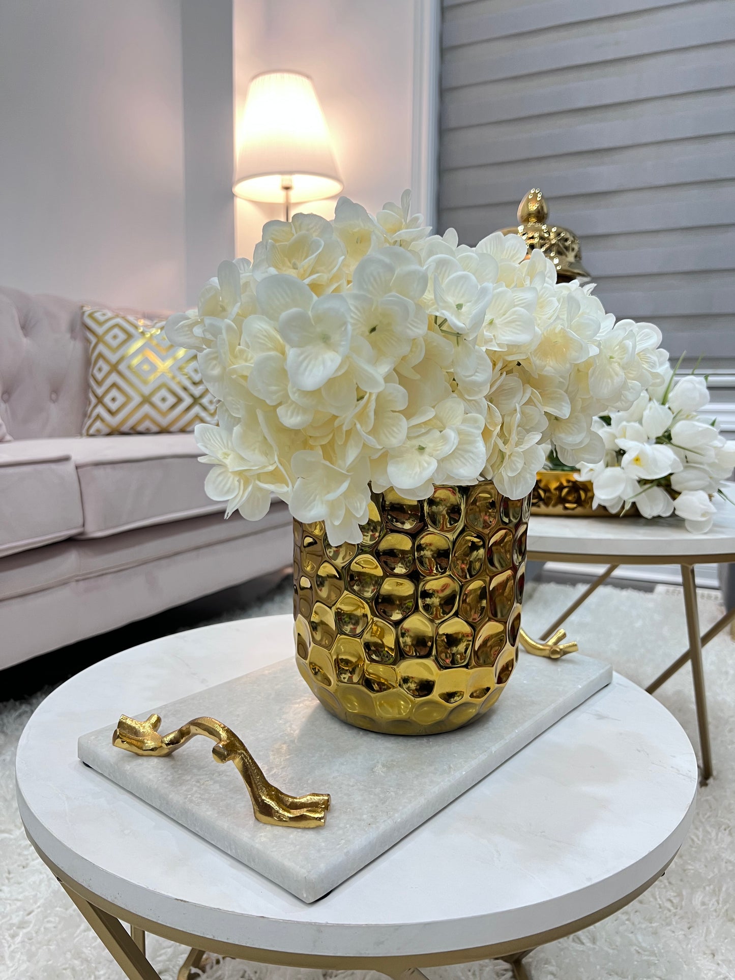 Rectangle Marble Tray with Gold Handles