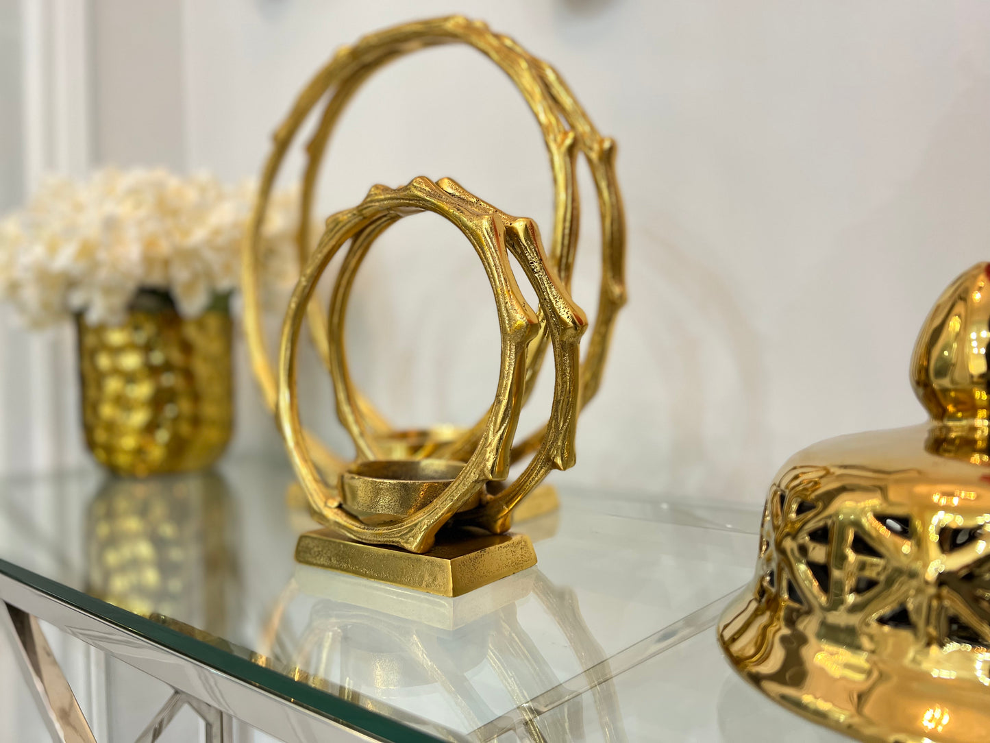 Gold Circle /Hurricane Candle Holder