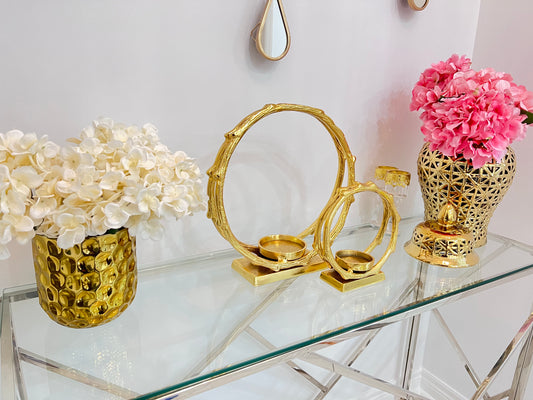 Gold Circle /Hurricane Candle Holder