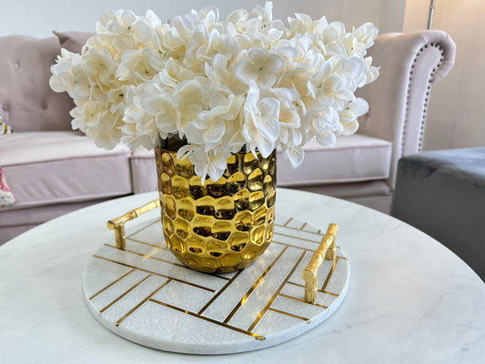 Gold Marble Tray with Gold Handles