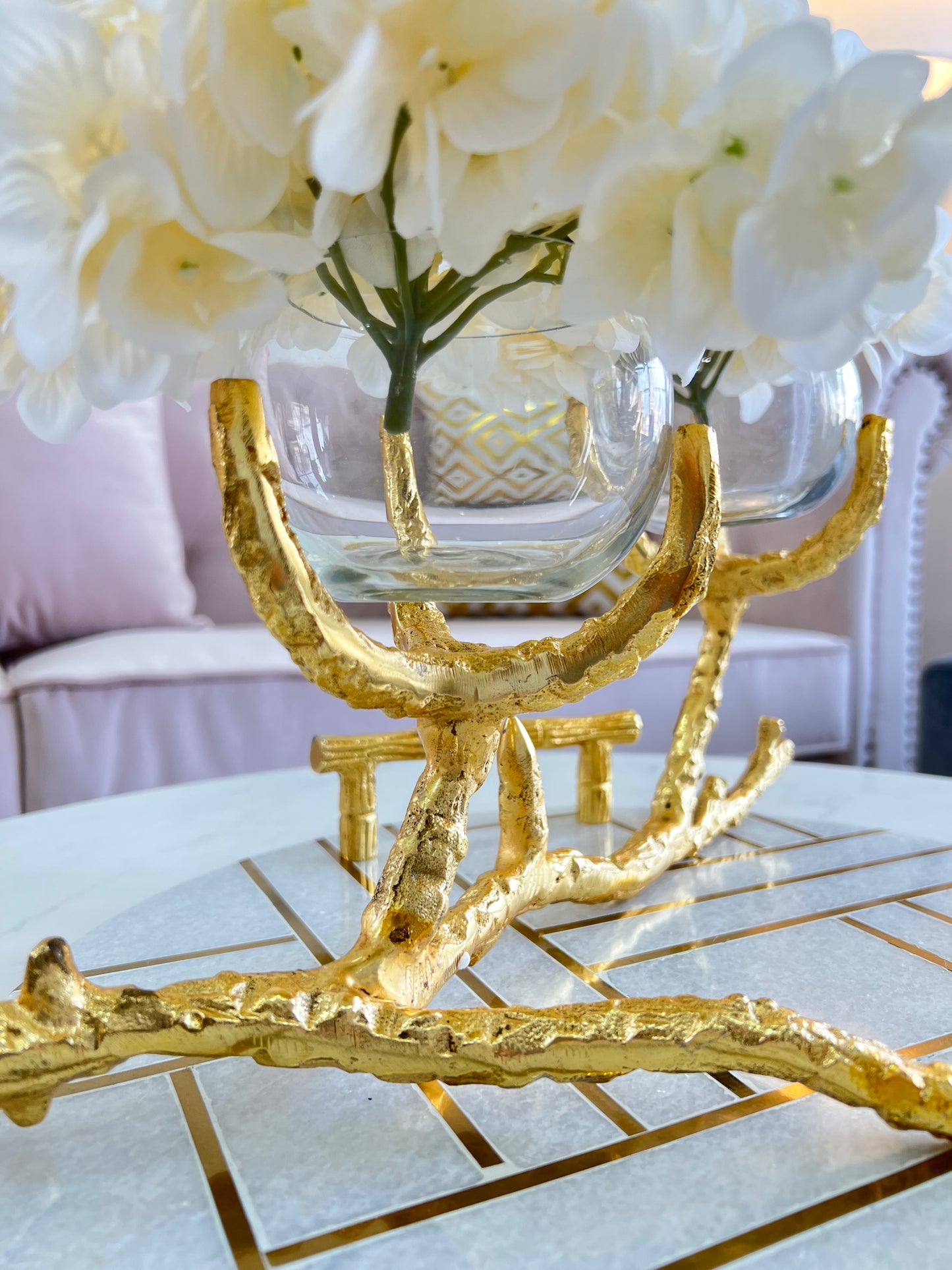 Gold candle or Floral Centerpiece
