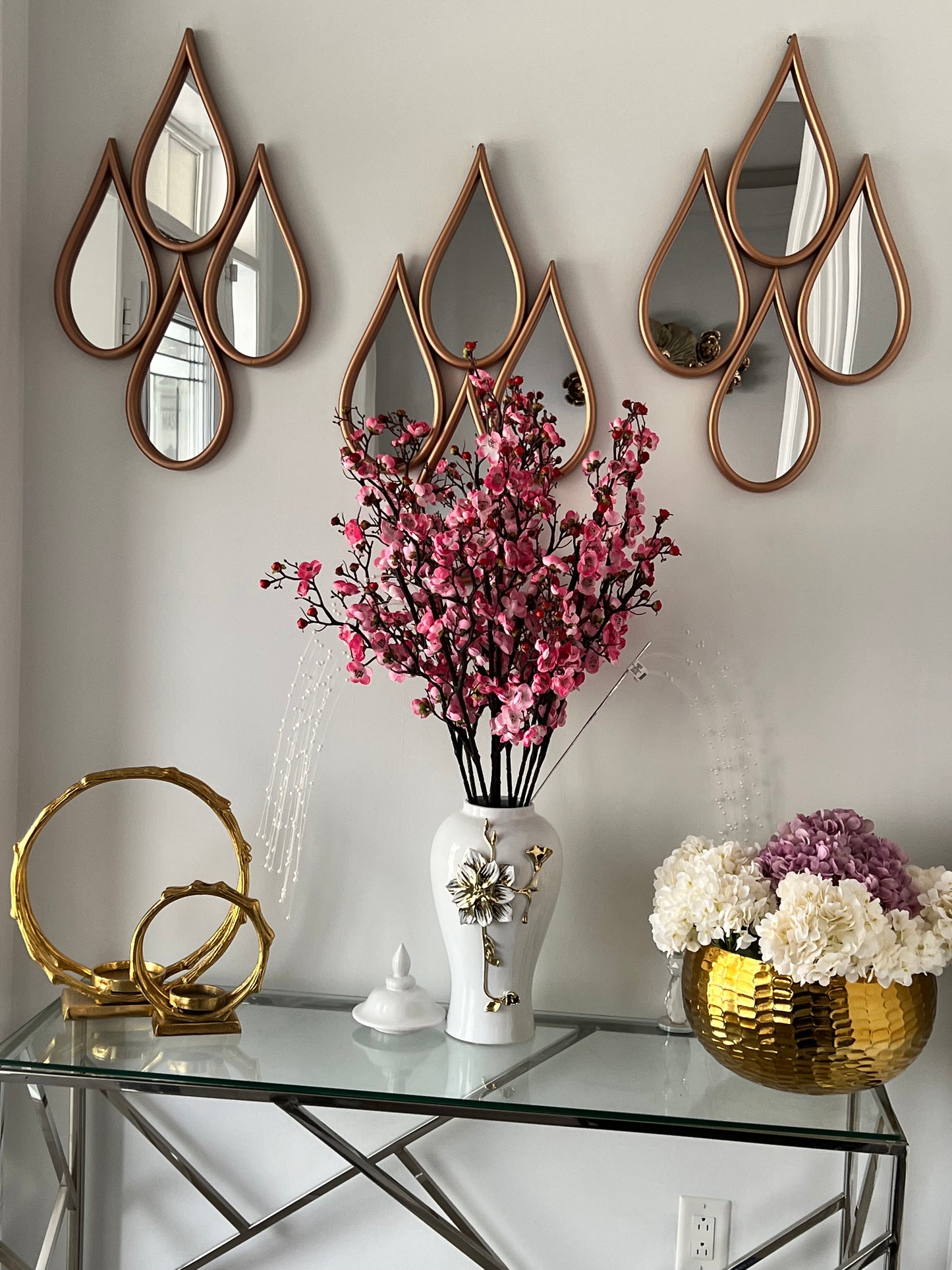 Tear Drop Wall Mirror(Rose Gold)