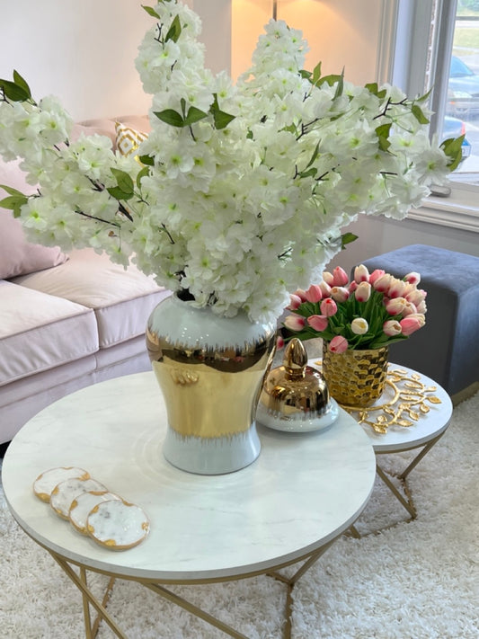 White Cherry Blossom Branch