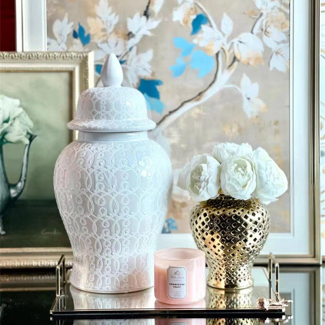 White Pattern Ginger Jar