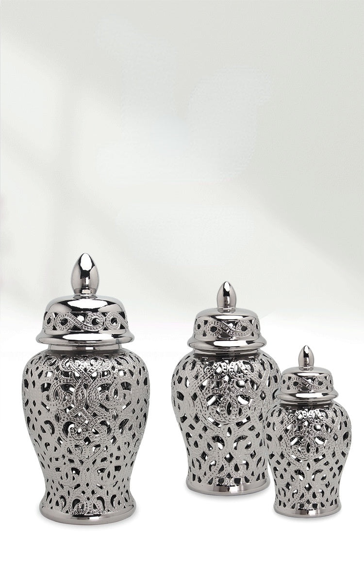Silver Beaded Ginger Jar