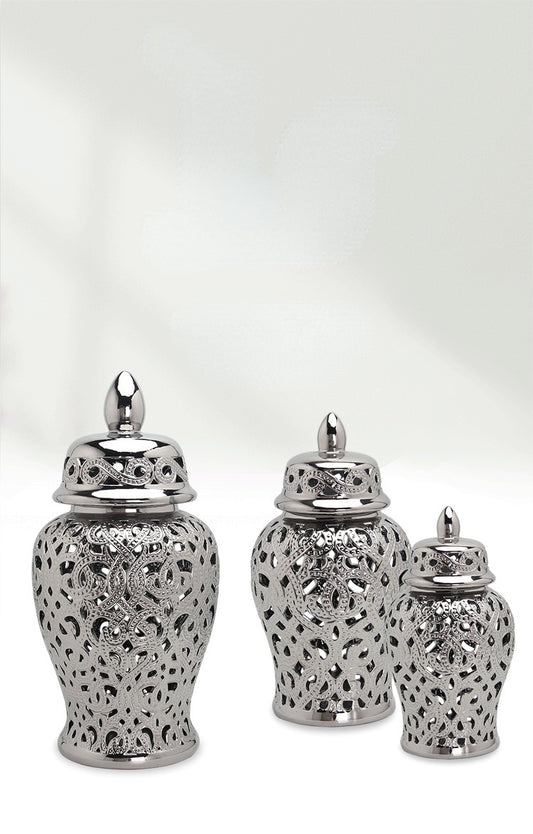 Silver Beaded Ginger Jar