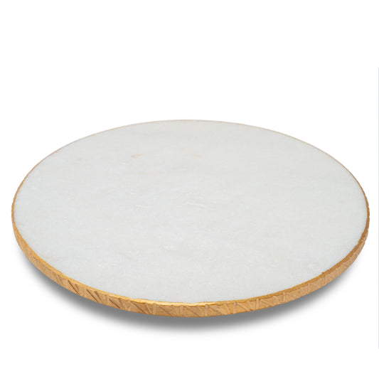 Round Marble Tray With Gold Edge (Spin Tray)