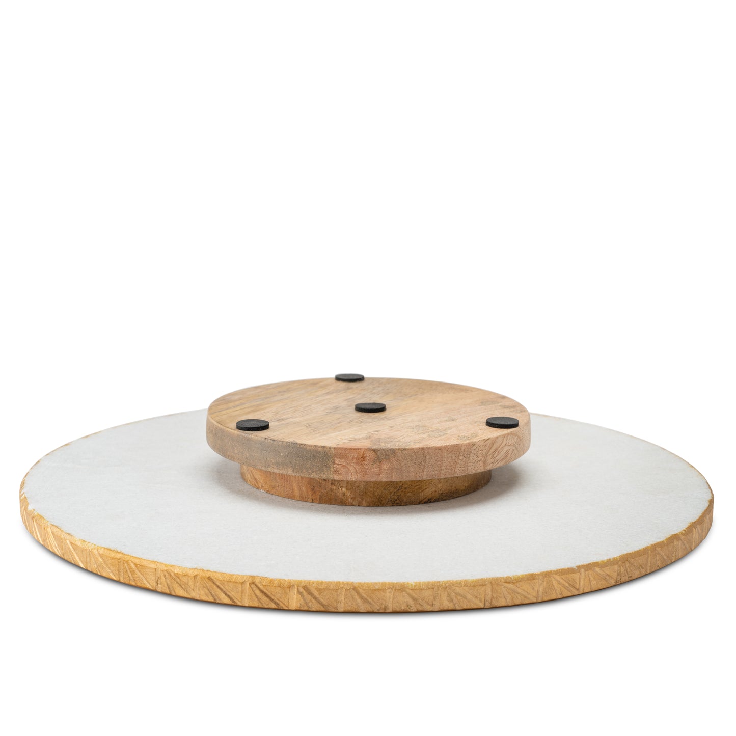 Round Marble Tray With Gold Edge (Spin Tray)