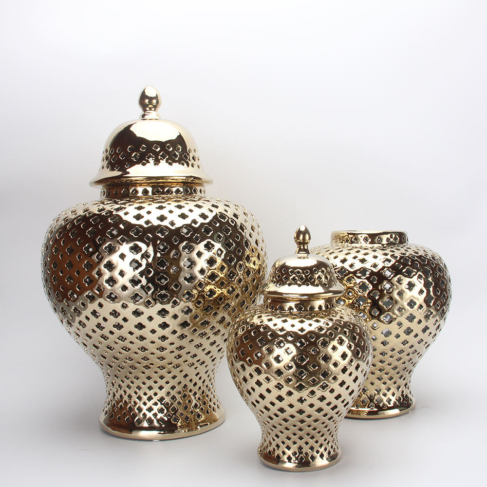 Gold Hollow Style Ginger Jar