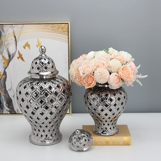 Silver Ginger Jar  Bulbed Style