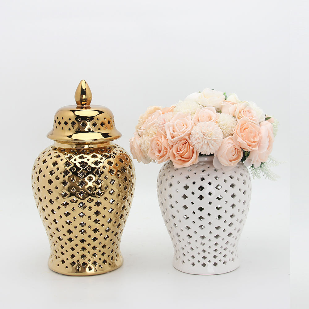 Gold Pierced Ginger Jar