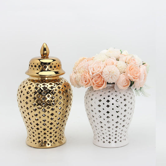 Gold Pierced Ginger Jar