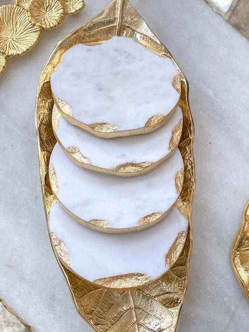 Gold edges Marble Square shape Coasters