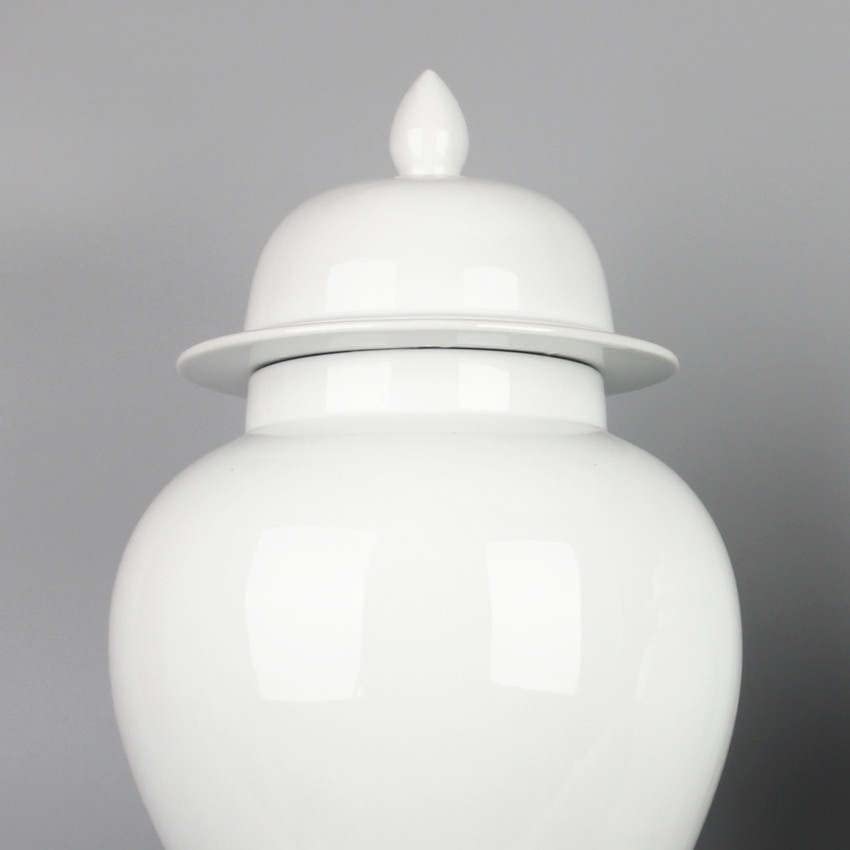 White Plain Designs Ginger Jar VASE with Lid/Ceramic VASE or Flower vase for Home Decor (White Plain Designs )