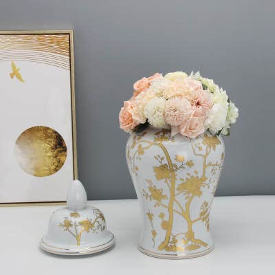 ASPIRE DESIGNS Gold Ginger Jar for Home Decor/ Kitchen/ Office/ Gold