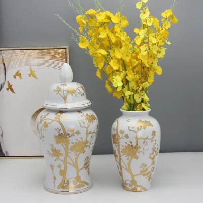 ASPIRE DESIGNS Gold Ginger Jar for Home Decor/ Kitchen/ Office/ Gold