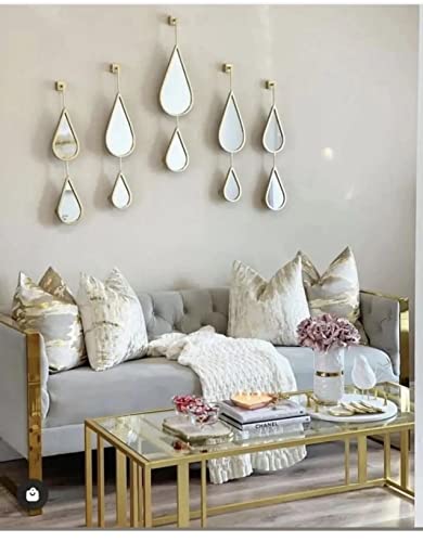 Aspire Designs, Wall Mirror Decorative Mirrors Mounted Decor Tear Drop Shape Gold for Bedroom Living Room Entryway Bathroom Vanity,5-Pack (Glass Gold 5 pc)