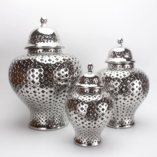 Silver Hollow Style Ginger Jar