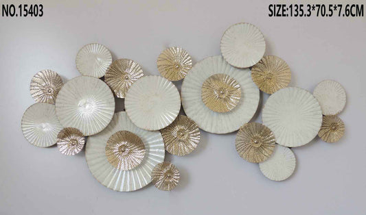 White and Gold Disc Style Wall Decor
