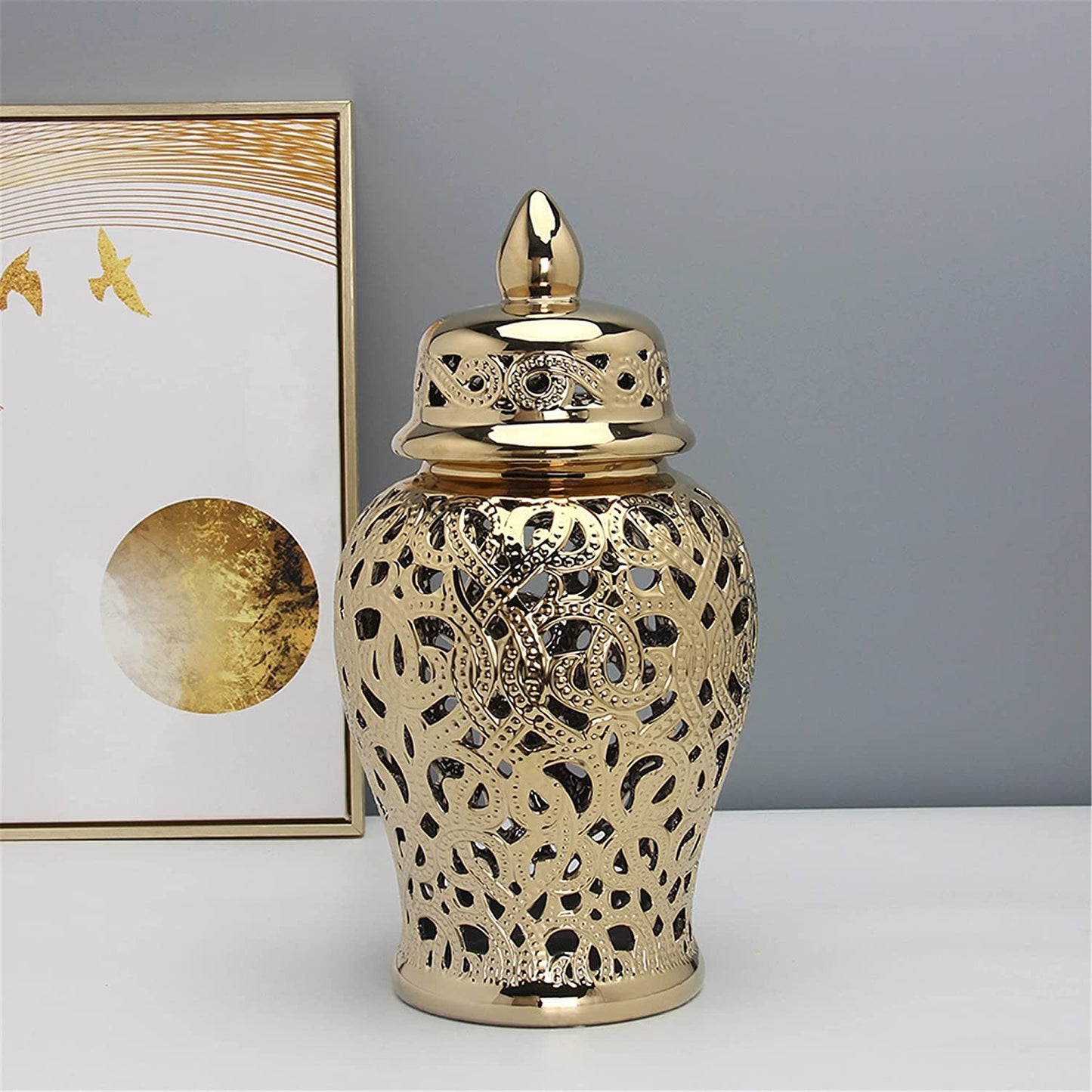 Gold Beaded Ginger Jar