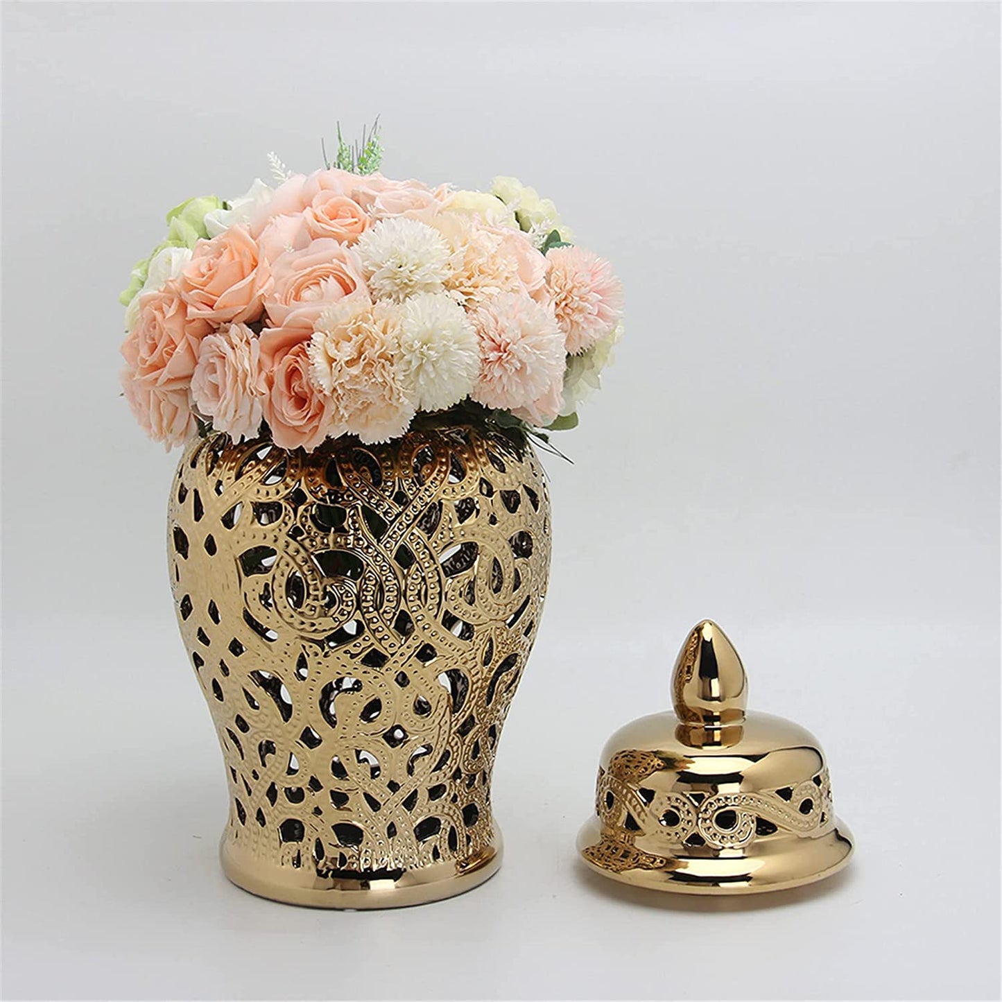 Gold Beaded Ginger Jar