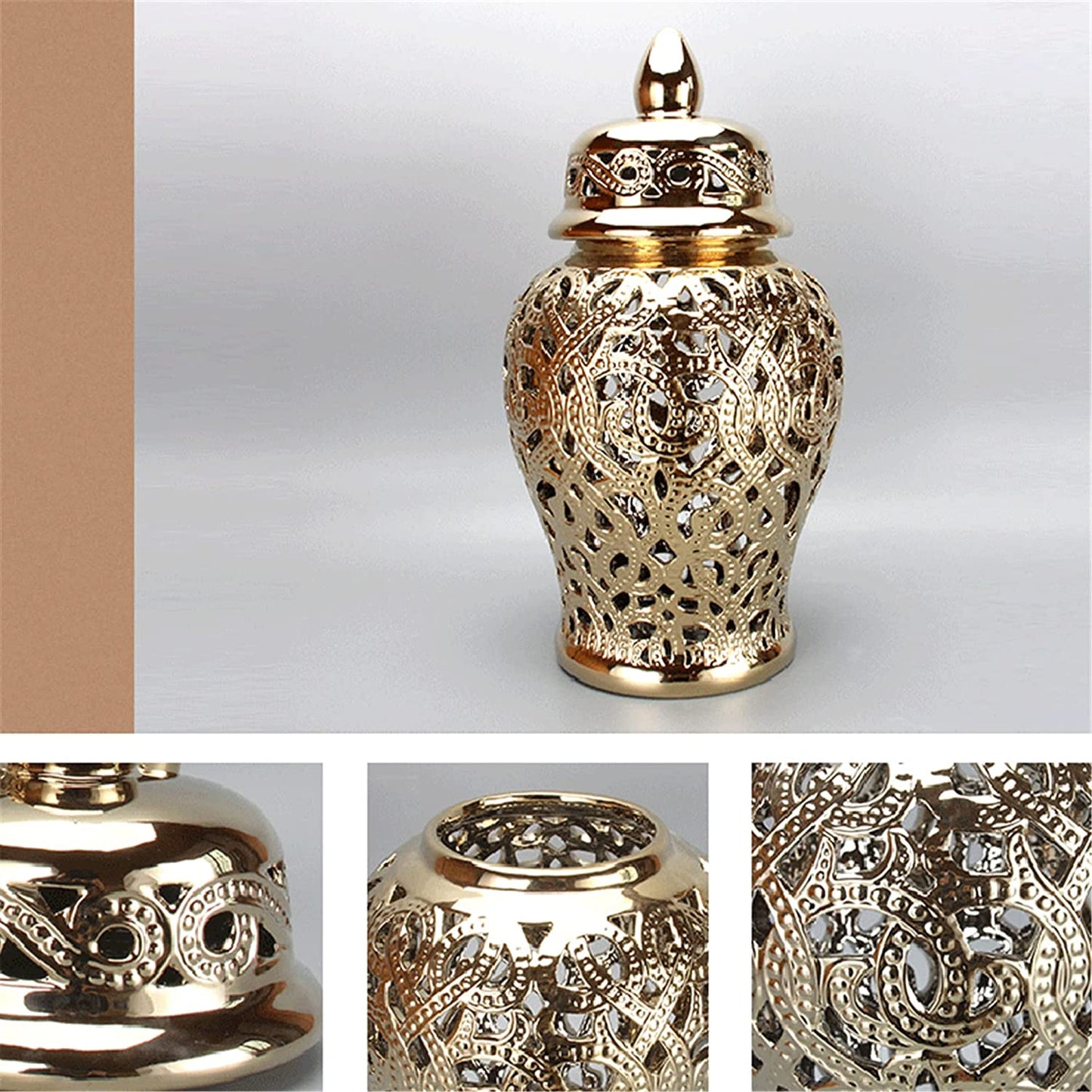 Gold Beaded Ginger Jar