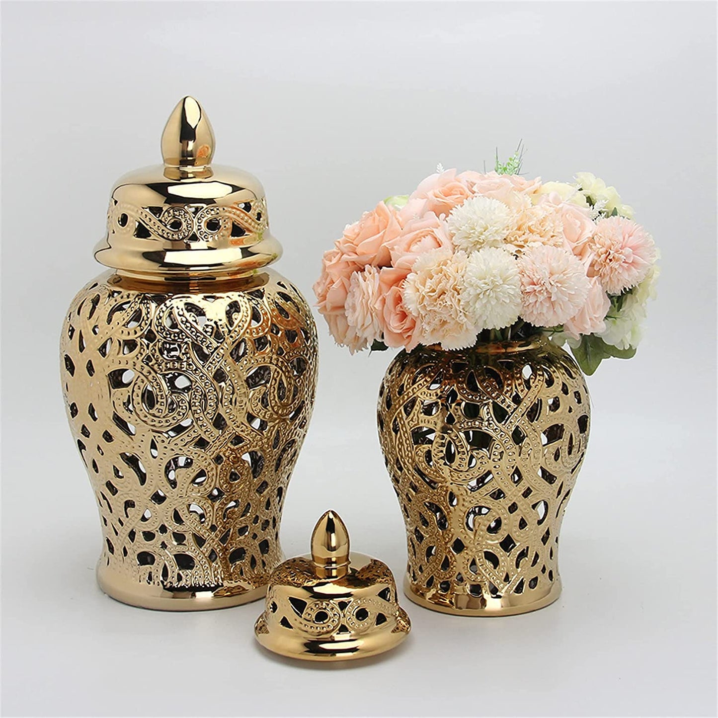 Gold Beaded Ginger Jar