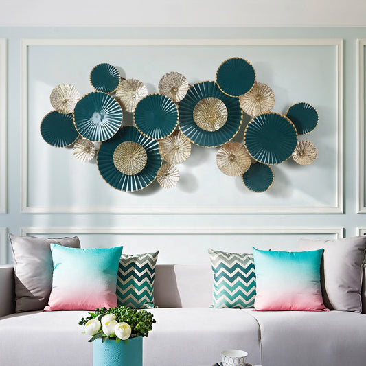 Gold and Teal Disc Style Wall Decor