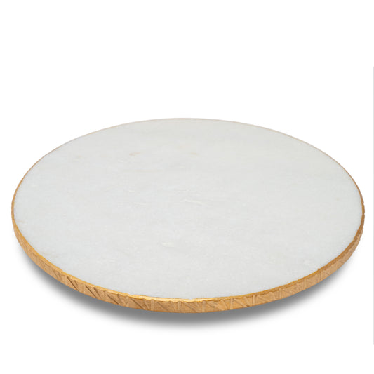 Round Marble Tray With Gold Edge (Spin Tray)