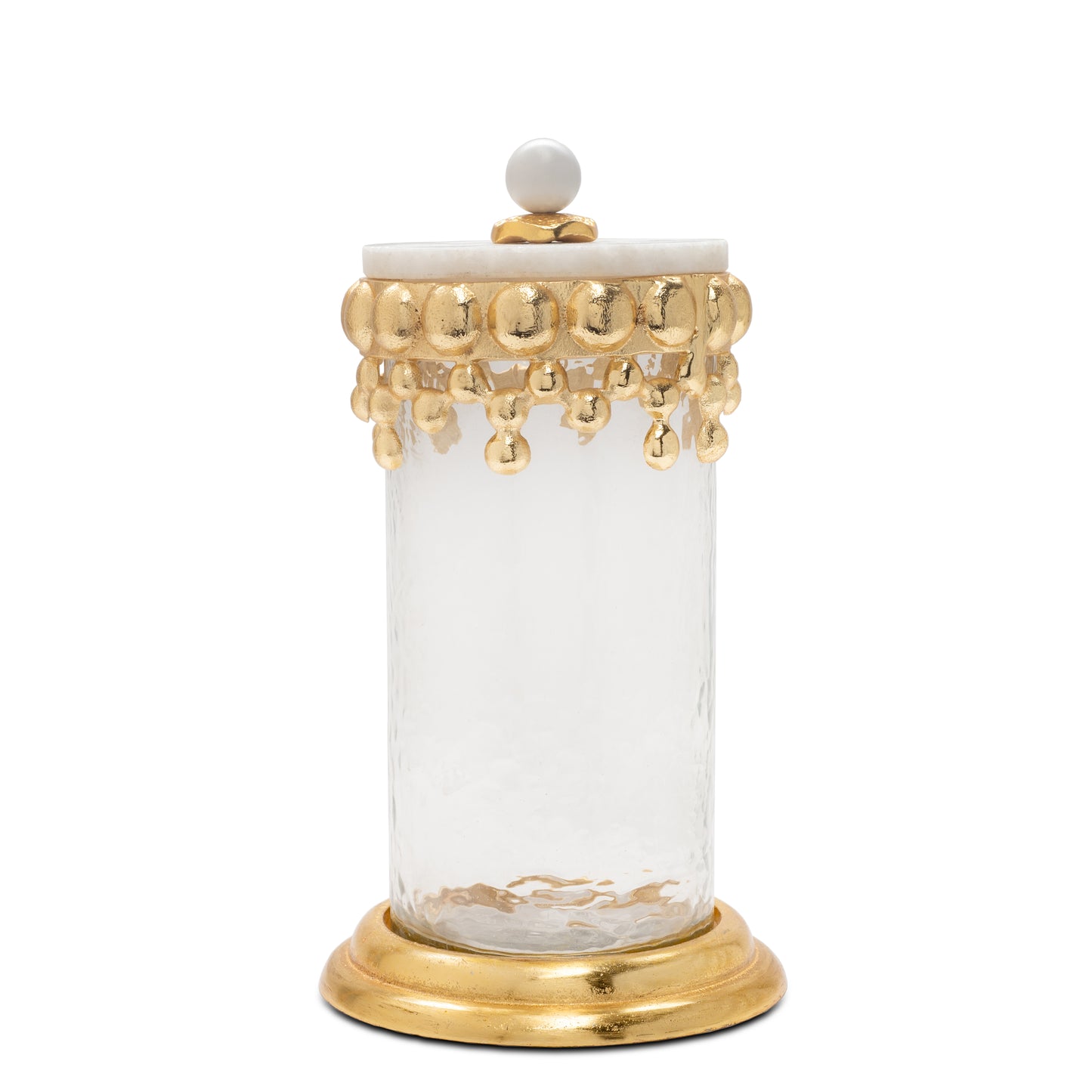 Gold Beaded Canisters with Marble Lid ( 3 sizes)