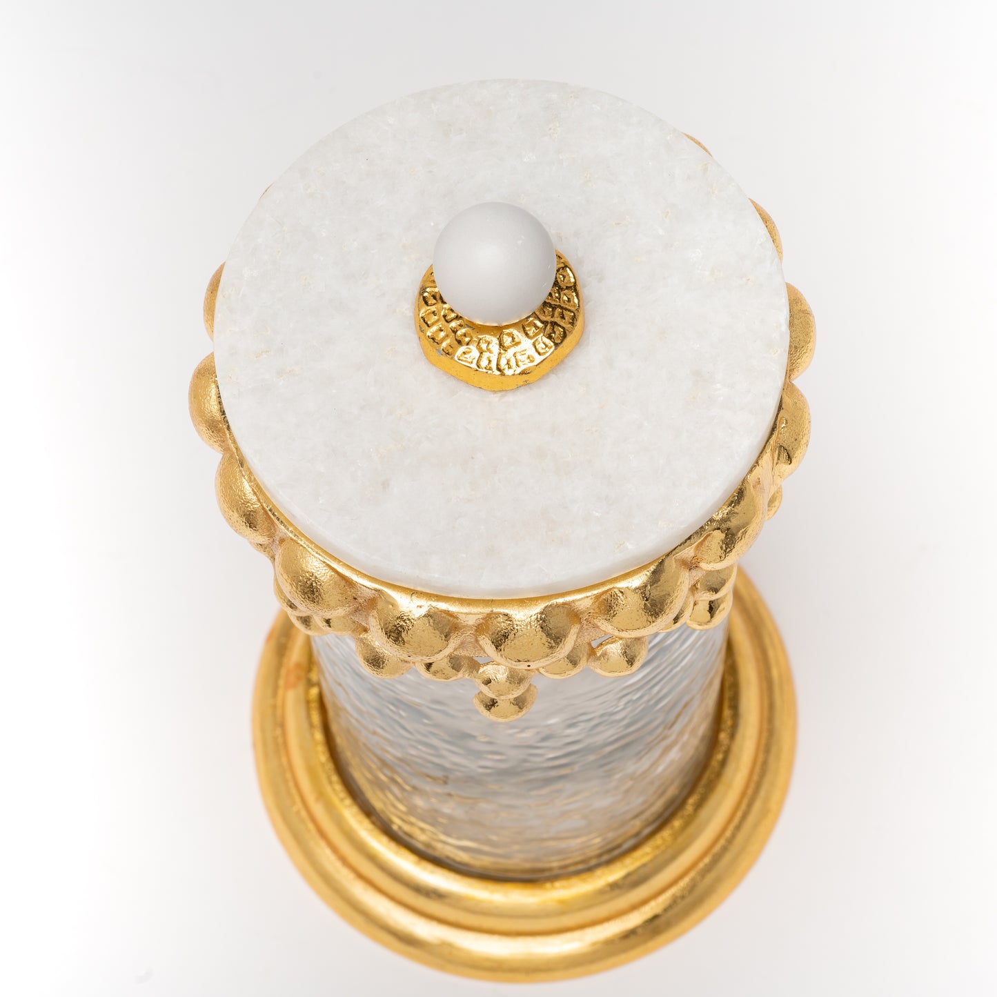 Gold Beaded Canisters with Marble Lid ( 3 sizes)