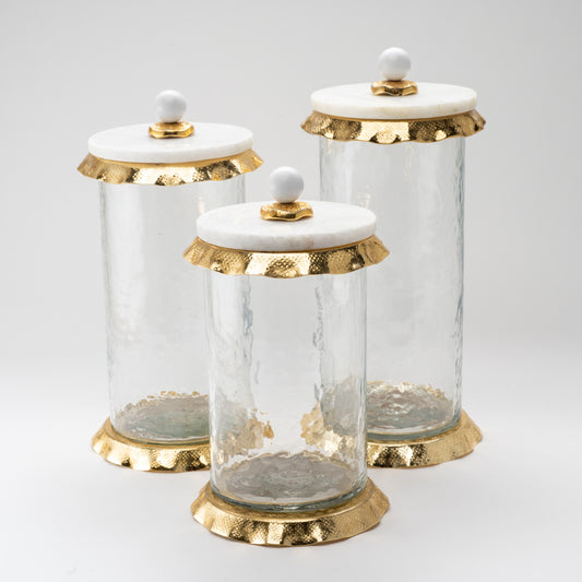 Glass Canister With Marble Lid