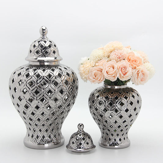Silver Ginger Jar  Bulbed Style